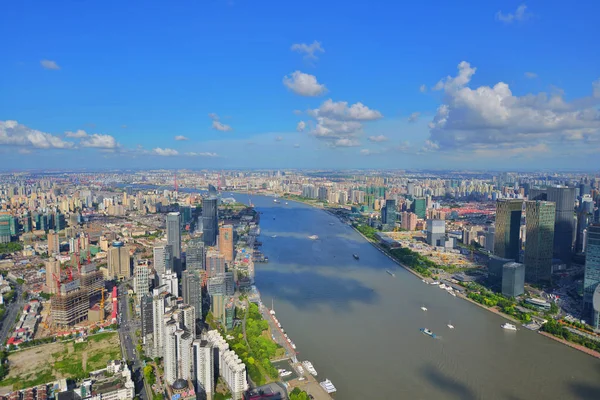 Skyline Puxi Río Huangpu Distrito Financiero Lujiazui Con Edificios Gran —  Fotos de Stock
