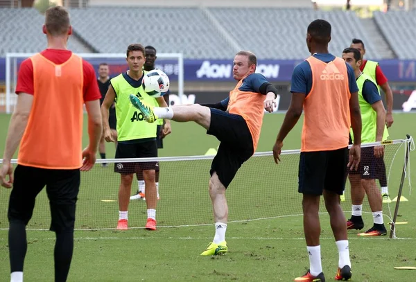 Wayne Rooney Centro Compañeros Equipo Del Manchester United Practican Durante — Foto de Stock