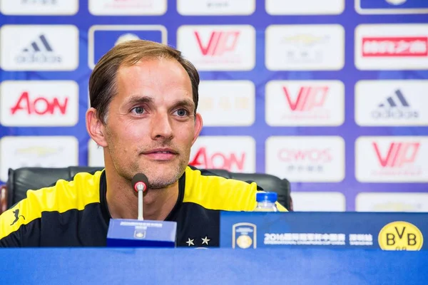 Entraîneur Chef Thomas Tuchel Borussia Dortmund Assiste Une Conférence Presse — Photo