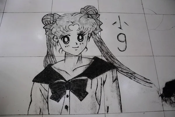 Målning Figur Från Japanska Tecknade Serien Pretty Guardian Sailor Moon — Stockfoto