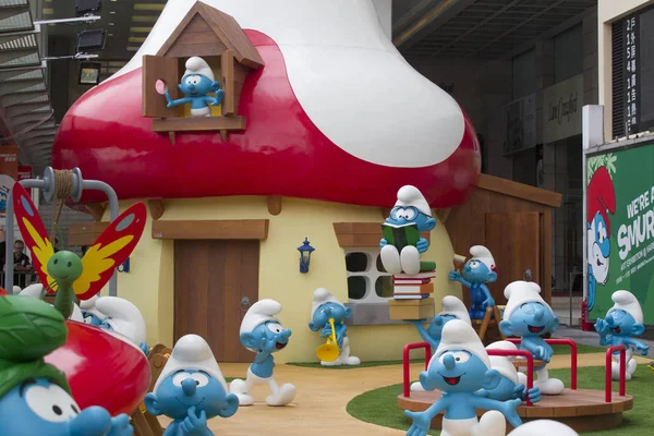 Pohled Uměleckou Výstavu All Smurfs Přístavním Městě Tsim Sha Tsui — Stock fotografie