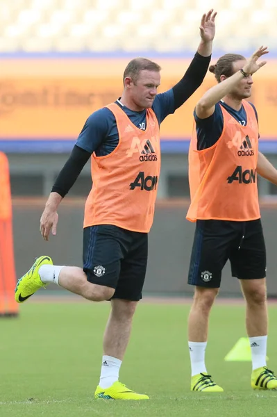 Wayne Rooney Lewej Daley Blind Manchesterem United Rozgrzać Się Podczas — Zdjęcie stockowe