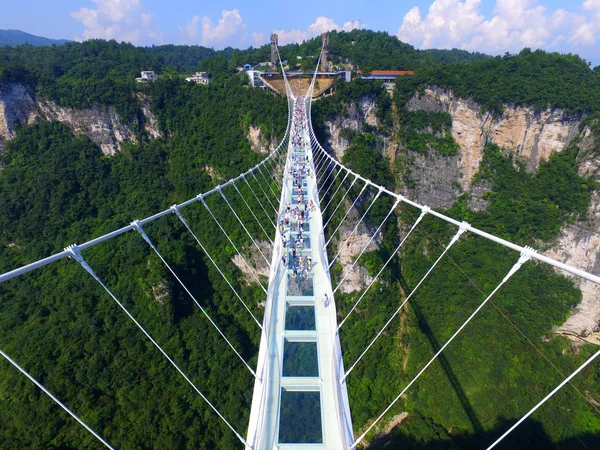 Vista Aérea Del Puente Fondo Vidrio Más Largo Más Alto —  Fotos de Stock