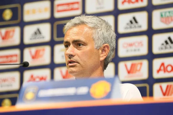 Entrenador José Mourinho Del Manchester United Asiste Una Conferencia Prensa —  Fotos de Stock