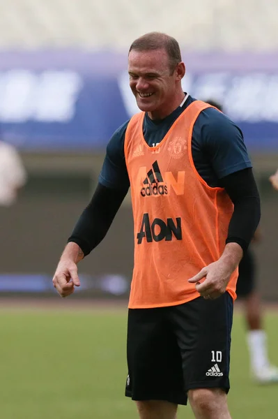 Wayne Rooney Manchesteru United Reaguje Podczas Sesji Treningowej Dla Meczu — Zdjęcie stockowe