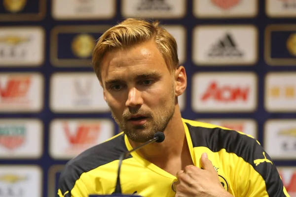 Marcel Schmelzer Borussia Dortmund Részt Vesz Egy Sajtótájékoztatón 2016 Bajnokok — Stock Fotó