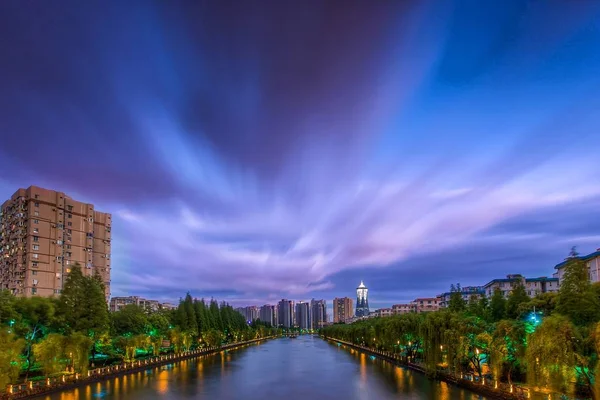 Noční Pohled Grand Canal Známý Také Jako Peking Hangzhou Grand — Stock fotografie