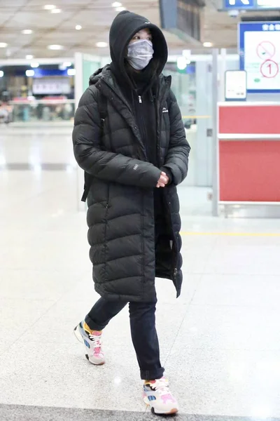 Chinese Actress Tang Wei Arrives Beijing Capital International Airport Departure — Stock Photo, Image