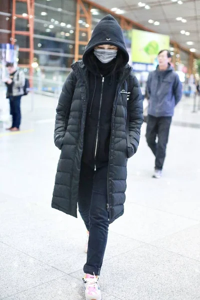 Chinese Actress Tang Wei Arrives Beijing Capital International Airport Departure — Stock Photo, Image