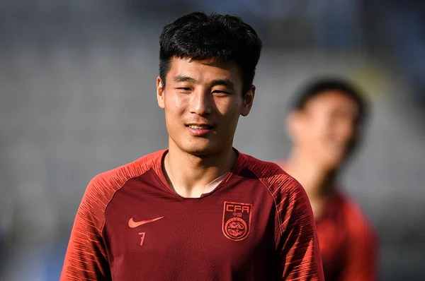 Lei Dari Tim Nasional Sepak Bola Putra Tiongkok Mengambil Bagian — Stok Foto