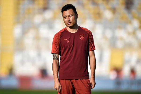 Gao Lin Kiinan Maajoukkueesta Osallistuu Koulutustilaisuuteen Afc Asian Cup Group — kuvapankkivalokuva