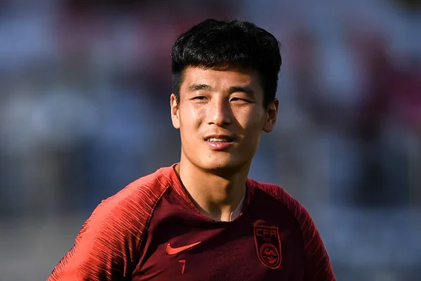 Lei Dari Tim Nasional Sepak Bola Putra Tiongkok Mengambil Bagian — Stok Foto