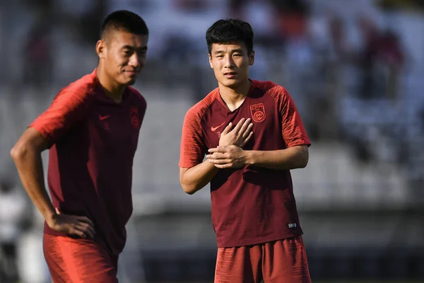 Zhang Chengdong Kiri Dan Lei Dari Tim Nasional Sepak Bola — Stok Foto