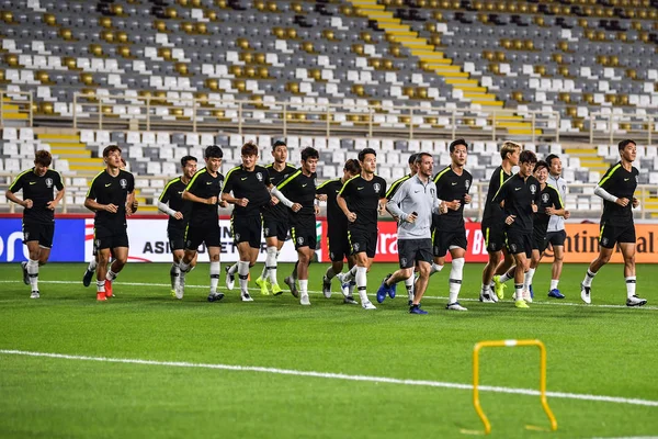 Гравці Збірної Південної Кореї Футболу Беруть Участь Навчальній Сесії Груп — стокове фото
