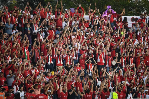 Syrian Football Fans Cheer Afc Asian Cup Group Match Syria — Stock Photo, Image