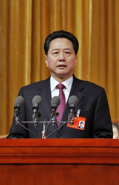 Xiaopeng Governor Shanxi Province Son Former Chinese Premier Peng Delivers — Stock Photo, Image