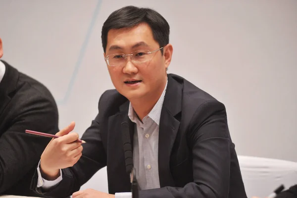 Ponny Huateng Ordförande Och Tencent Holdings Ltd Sköter Presskonferens Peking — Stockfoto