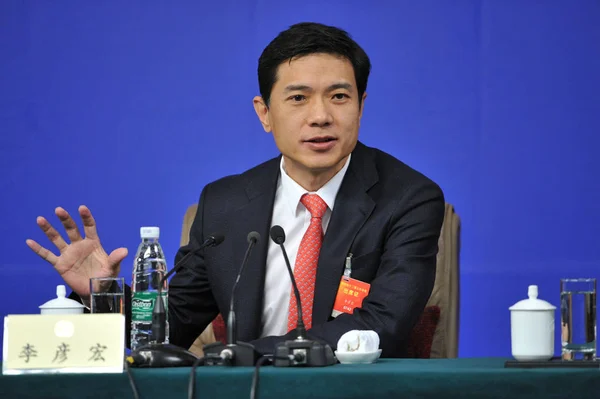 Robin Yanhong Předseda Představenstva Generální Ředitel Baidu Navštěvuje Tiskové Konferenci — Stock fotografie