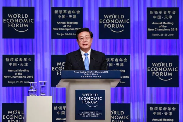 Tianjin Belediye Başkanı Huang Xingguo Bir Konuşma Dünya Ekonomik Forumu — Stok fotoğraf