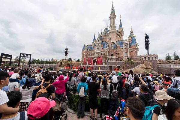 Ένα Πλήθος Τουριστών Παρακολουθεί Μια Παράσταση Στο Κάστρο Της Disney — Φωτογραφία Αρχείου