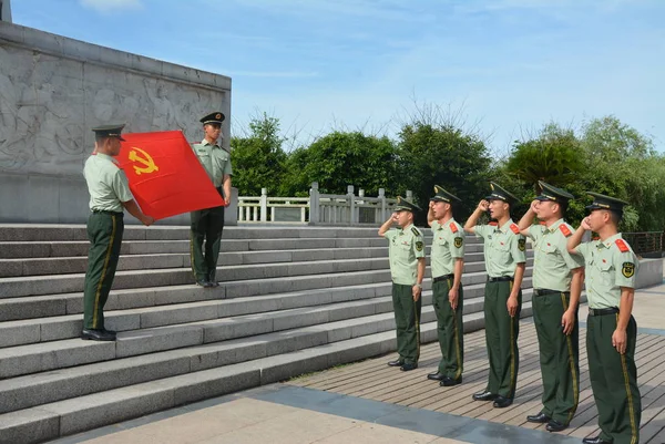 Κινέζοι Παραστρατιωτικοί Αστυνομικοί Επίσης Μέλη Του Κομμουνιστικού Κόμματος Της Κίνας — Φωτογραφία Αρχείου