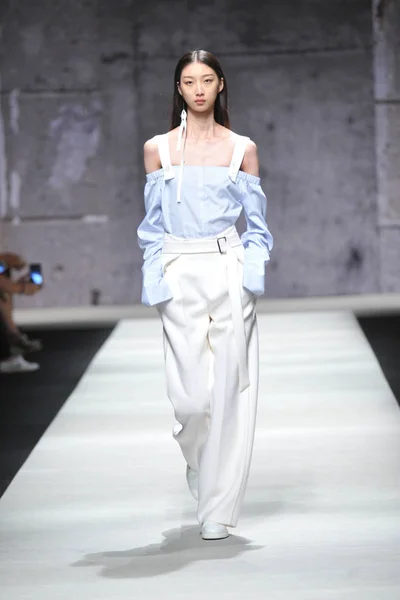 Bir Modeli Yeni Bir Yaratım Çin Moda Tasarımcısı Yan Veya — Stok fotoğraf