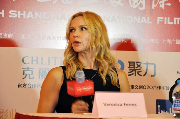 Actriz Alemana Veronica Ferres Habla Una Conferencia Prensa Para Promocionar —  Fotos de Stock