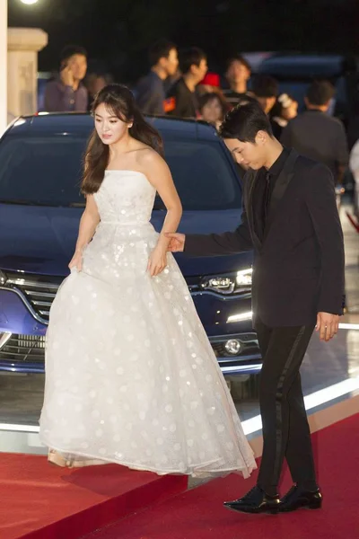 South Korean Actress Song Hye Kyo Left Actor Song Joong — Stock Photo, Image