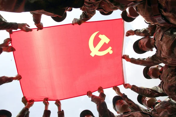 Chinese Paramilitaire Politieagenten Ook Leden Van Communistische Partij Van China — Stockfoto