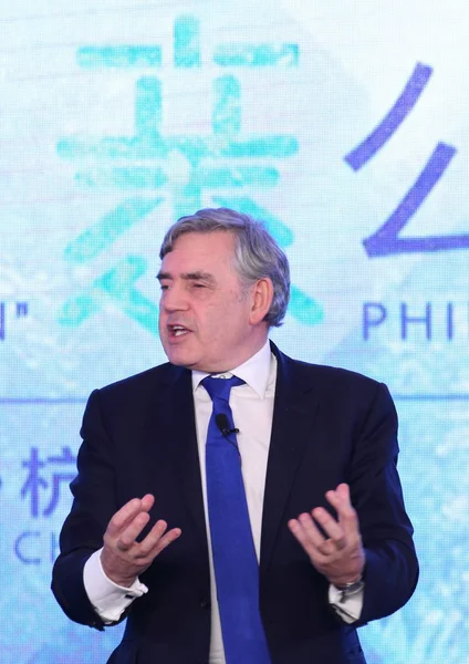 Gordon Brown Birleşik Krallık Eski Başbakanı Açılış Xin Hayırseverlik Konferansı — Stok fotoğraf