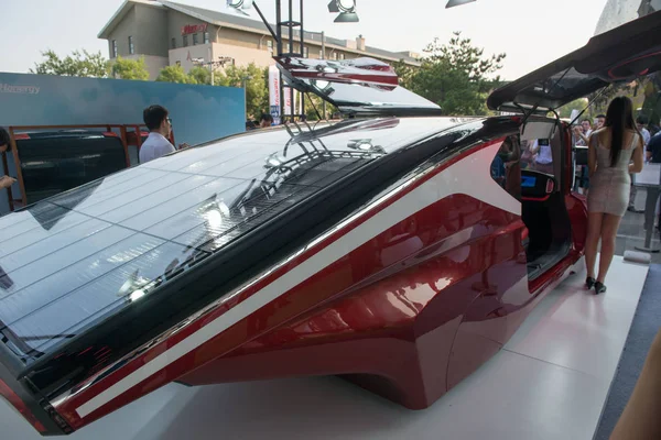 Hanergy Solar Napelemes Autó Jelenik Meg Dob Esemény Pekingben Kínában — Stock Fotó