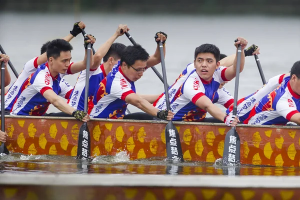 Deelnemers Concurreren Een Dragon Boat Race Gehouden Dragon Boat Festival — Stockfoto