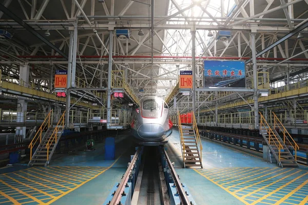 Trem Alta Velocidade Fuxing Antes Estrear Rota Pequim Xangai Retratado — Fotografia de Stock