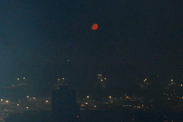 Luna Sangue Eclissi Lunare Vede Nel Cielo Notte Chongqing Cina — Foto Stock
