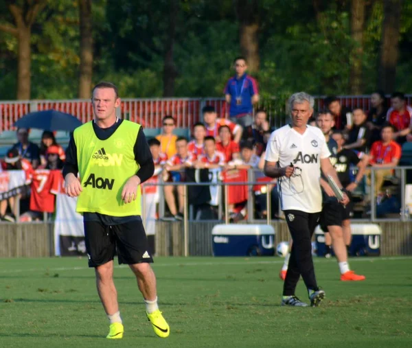 Wayne Rooney Izquierda Compañeros Equipo Del Manchester United Participan Una — Foto de Stock