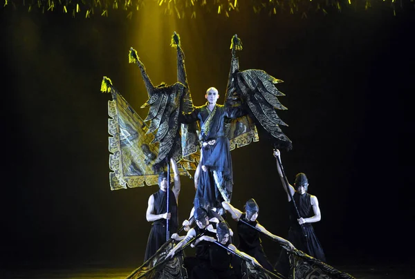 Китайские Танцоры Выступают Время Исполнения Нового Танца Липина Siege Full — стоковое фото