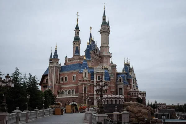 Utsikt Slottet Byggeplassen Shanghai Disney Resort Pudong Shanghai Kina April – stockfoto