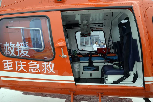 Belső Rész Első Mentő Helikopter Chongqing Sürgősségi Segítségnyújtás Chongqing Sürgősségi — Stock Fotó