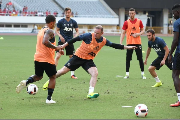 Wayne Rooney Centro Compañeros Equipo Del Manchester United Practican Durante — Foto de Stock