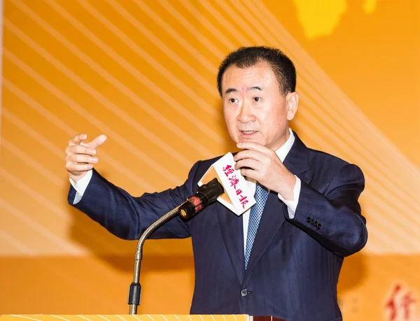 Wang Jianlin Presidente Dalian Wanda Group Faz Discurso Universidade Taiwan — Fotografia de Stock