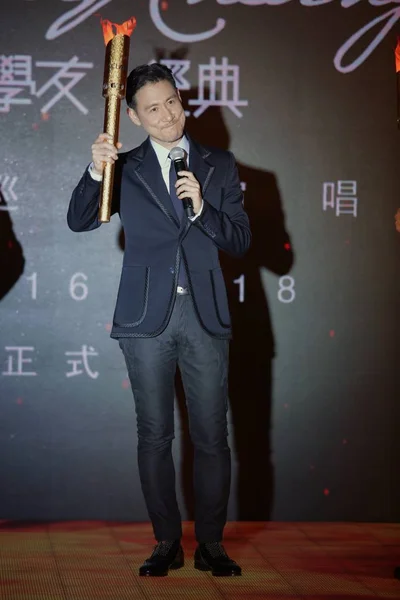 Hong Kong Sänger Jacky Cheung Nimmt Einer Pressekonferenz Teil Für — Stockfoto