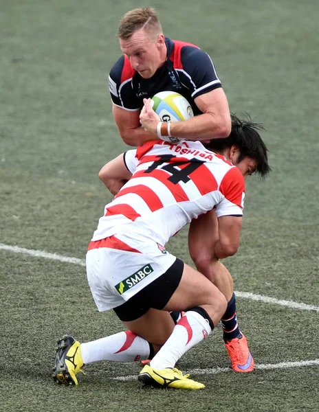 Les Joueurs Japon Rouge Blanc Hong Kong Concourent Dans Match — Photo