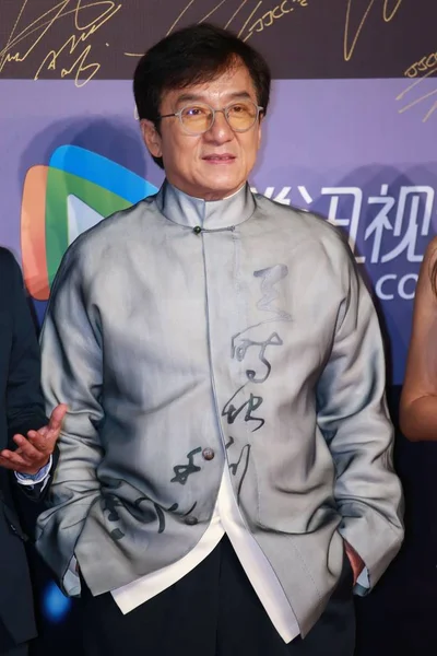 Estrella Kungfu Hong Kong Jackie Chan Llega Alfombra Roja Para — Foto de Stock