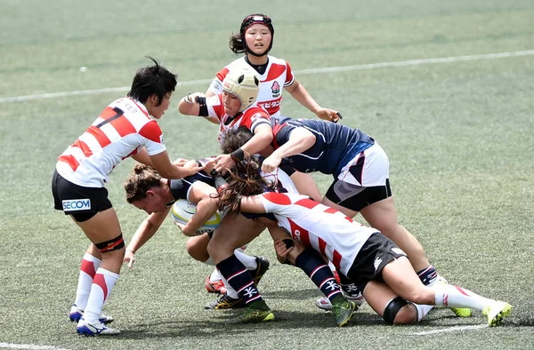Παίκτες Της Ιαπωνίας Κόκκινο Και Λευκό Και Χονγκ Κονγκ Ανταγωνίζονται — Φωτογραφία Αρχείου
