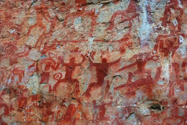 Eine Ansicht Von Felsmalereien Auf Dem Huashan Berg Zuojiang Fluss — Stockfoto