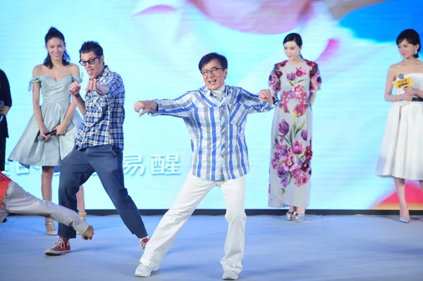 Hong Kong Kungfu Star Jackie Chan Przodu Stars Uczestniczyć Konferencji — Zdjęcie stockowe