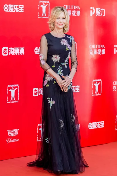 Американська Актриса Мег Райян Прибуває Червоному Килимі Церемонії Закриття Шанхаї — стокове фото