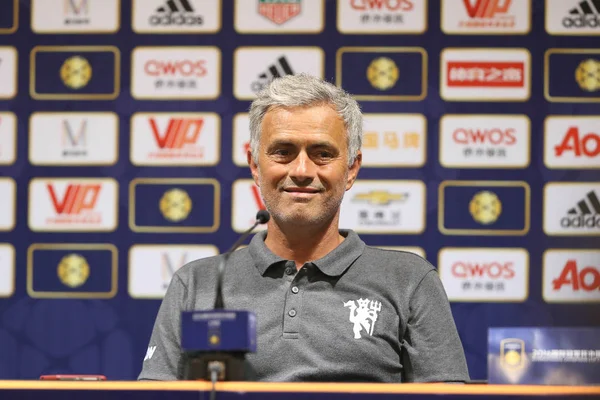 Treinador José Mourinho Manchester United Reage Uma Conferência Imprensa Depois — Fotografia de Stock