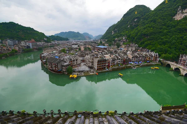 Oude Huizen Zijn Zien Langs Wuyang Rivier Zhenyuan Oude Waterstad — Stockfoto