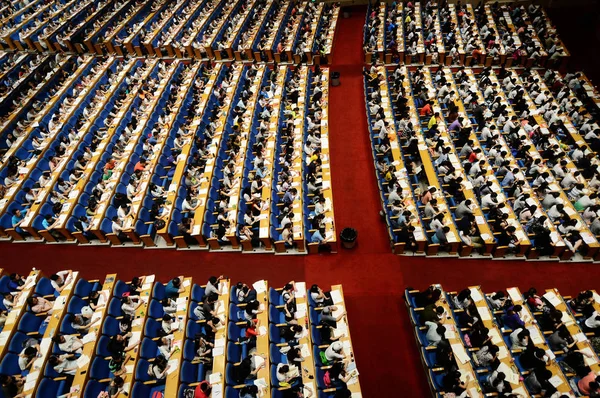 Estudantes Chineses Participam Uma Sessão Tutorial Revisão Para Exame Anual — Fotografia de Stock
